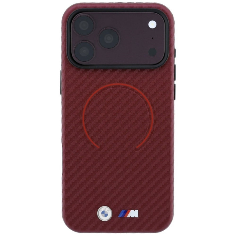 Funda MagSafe BMW M Carbon Printed Ring para Apple iPhone 18 Pro Max / 17 Pro Max, roja