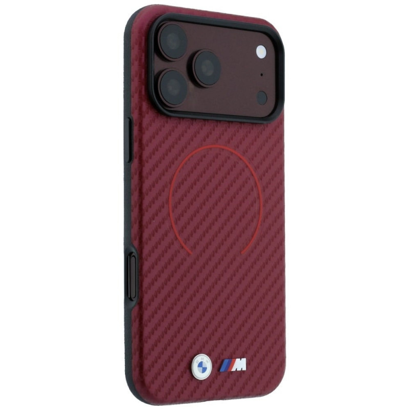 Funda MagSafe BMW M Carbon Printed Ring para Apple iPhone 18 Pro Max / 17 Pro Max, roja