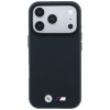 Funda MagSafe BMW M Quadrille Kevlar Metal Logo para Apple iPhone 18 Pro Max / 17 Pro Max, azul marino