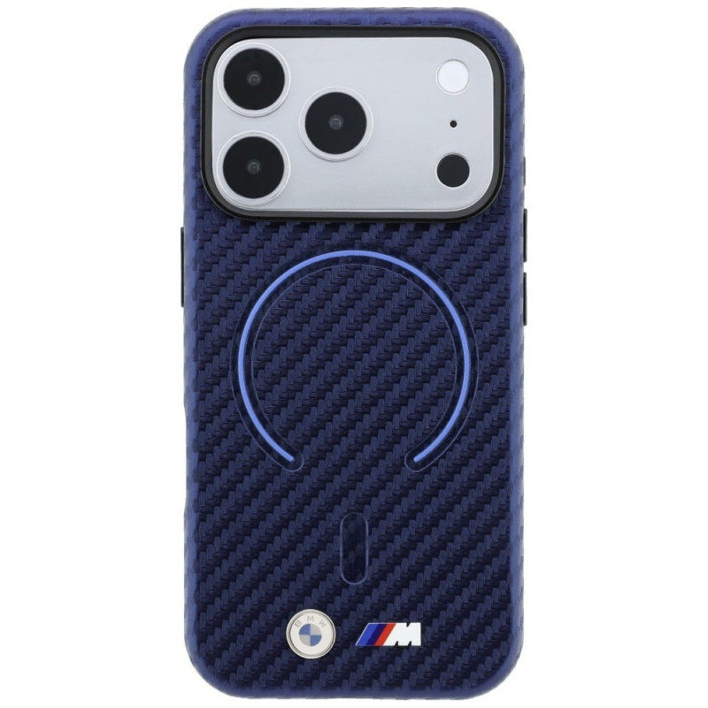 Funda MagSafe BMW M Carbon Printed Ring para Apple iPhone 18 Pro / 17 Pro, azul marino