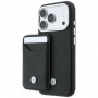 BMW Funda y set de cartera con patrón acolchado y logo metálico para Apple iPhone 18 Pro / 17 Pro, negro