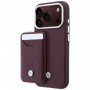 BMW Funda y set de cartera con patrón acolchado y logo metálico para Apple iPhone 18 Pro / 17 Pro, burdeos