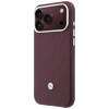 BMW Funda y set de cartera con patrón acolchado y logo metálico para Apple iPhone 18 Pro / 17 Pro, burdeos
