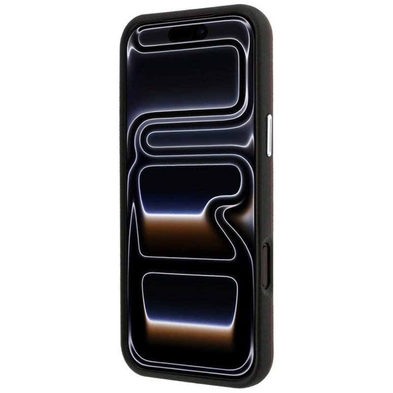 BMW Funda y set de cartera con patrón acolchado y logo metálico para Apple iPhone 18 Pro / 17 Pro, burdeos