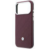 BMW Funda y set de cartera con patrón acolchado y logo metálico para Apple iPhone 18 Pro / 17 Pro, burdeos