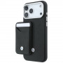 BMW Funda con patrón acolchado y logotipo metálico + set de cartera para Apple iPhone 18 Pro Max / 17 Pro Max, negro