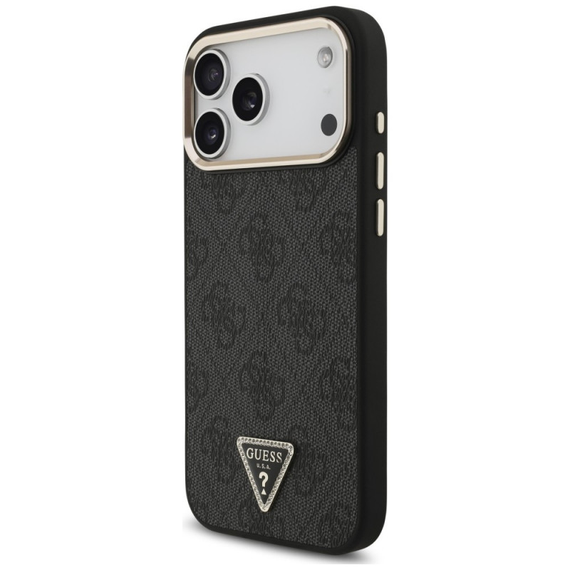 Funda MagSafe Guess 4G Triangle Logo para Apple iPhone 18 Pro Max / 17 Pro Max, negro dorado