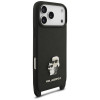 Funda con correa Karl Lagerfeld Saffiano Karl&Choupette Metal Pin CBDY para Apple iPhone 18 Pro / 17 Pro, negra