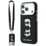 Funda Karl Lagerfeld Saffiano Karl&Choupette Heads Pins Strap Logo para Apple iPhone 18 Pro / 17 Pro, negra