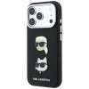 Funda Karl Lagerfeld Saffiano Karl&Choupette Heads Pins Strap Logo para Apple iPhone 18 Pro / 17 Pro, negra