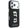 Funda Karl Lagerfeld Saffiano Karl&Choupette Heads Pins Strap Logo para Apple iPhone 18 Pro / 17 Pro, negra