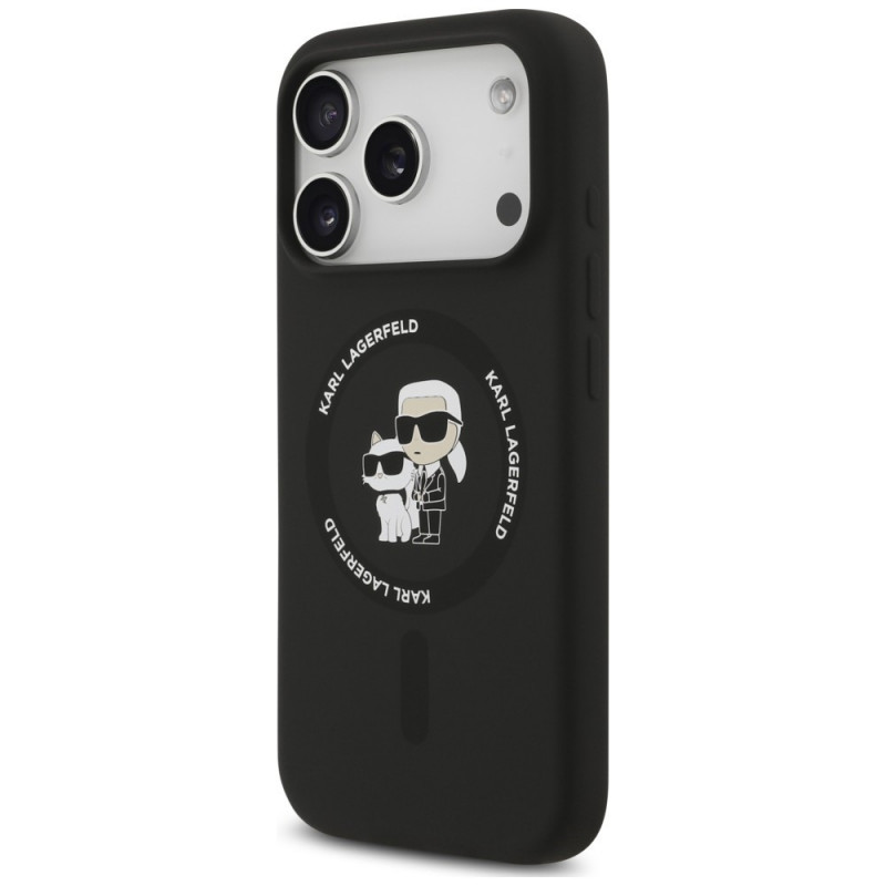 Funda MagSafe con anillo Silicone Karl&Choupette Karl Lagerfeld para Apple iPhone 18 Pro Max / 17 Pro Max, negra