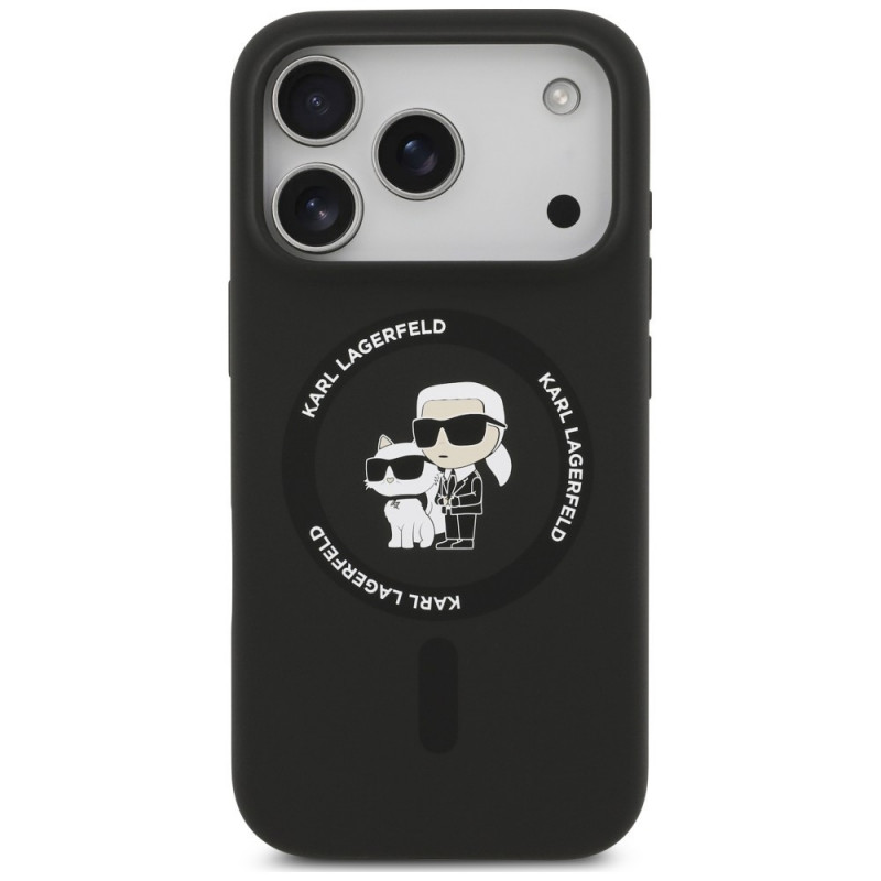 Funda MagSafe con anillo Silicone Karl&Choupette Karl Lagerfeld para Apple iPhone 18 Pro Max / 17 Pro Max, negra