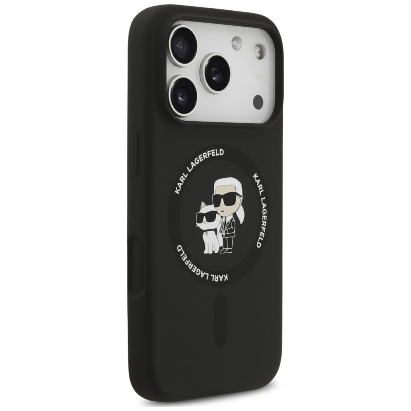 Funda MagSafe con anillo Silicone Karl&Choupette Karl Lagerfeld para Apple iPhone 18 Pro Max / 17 Pro Max, negra