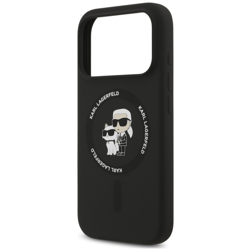 Funda MagSafe con anillo Silicone Karl&Choupette Karl Lagerfeld para Apple iPhone 18 Pro Max / 17 Pro Max, negra