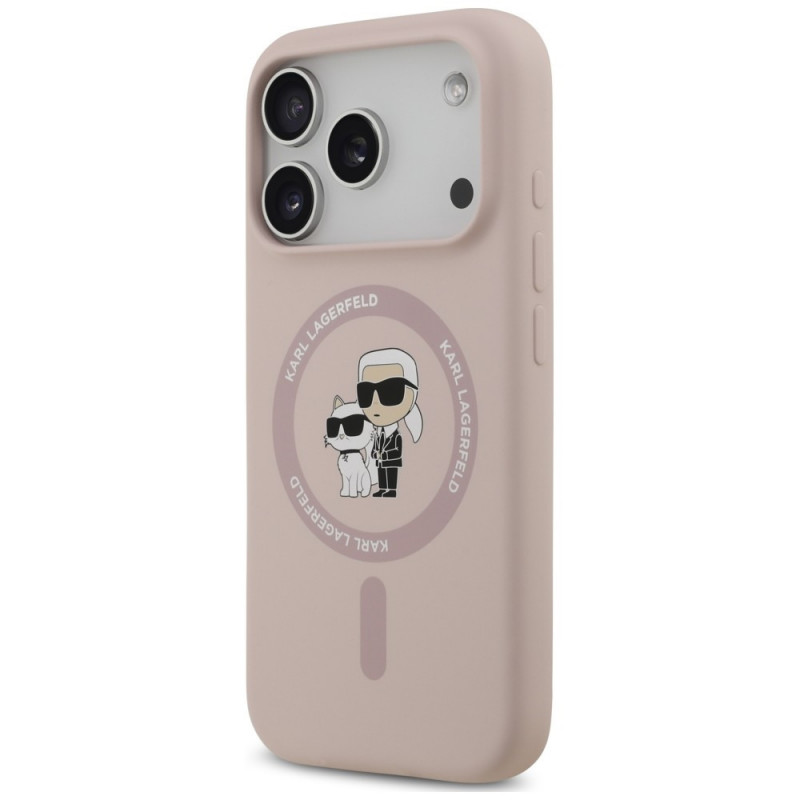 Funda MagSafe con anillo Silicone Karl&Choupette Karl Lagerfeld para Apple iPhone 18 Pro / 17 Pro, negra