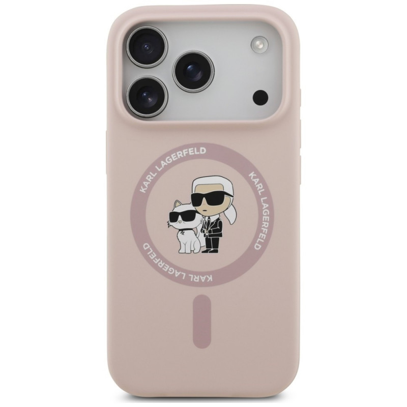 Funda MagSafe con anillo Silicone Karl&Choupette Karl Lagerfeld para Apple iPhone 18 Pro / 17 Pro, negra
