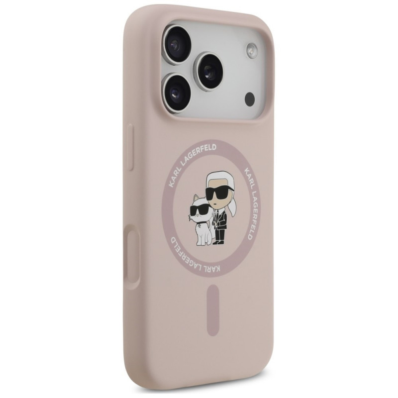 Funda MagSafe con anillo Silicone Karl&Choupette Karl Lagerfeld para Apple iPhone 18 Pro / 17 Pro, negra