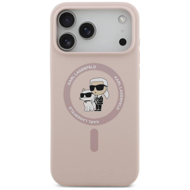Funda MagSafe con anillo Silicone Karl&Choupette Karl Lagerfeld para Apple iPhone 18 Pro Max / 17 Pro Max, rosa