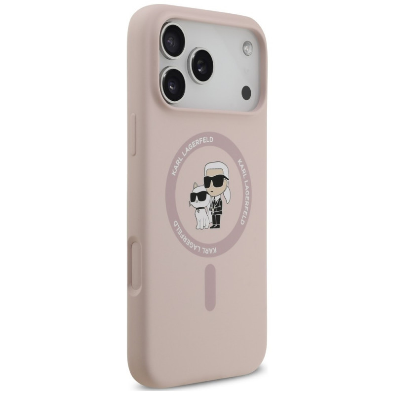 Funda MagSafe con anillo Silicone Karl&Choupette Karl Lagerfeld para Apple iPhone 18 Pro Max / 17 Pro Max, rosa