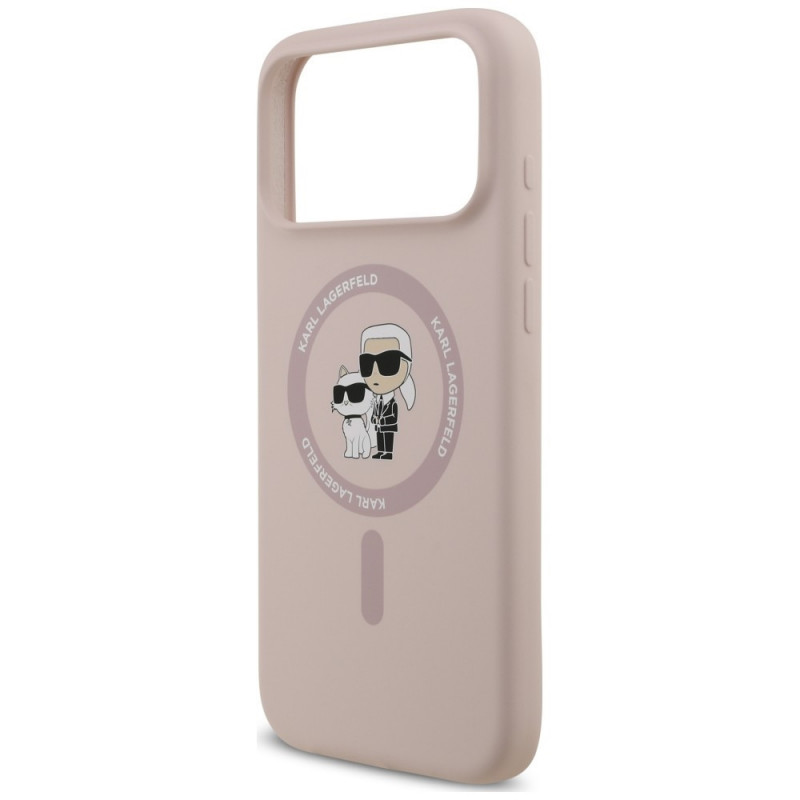 Funda MagSafe con anillo Silicone Karl&Choupette Karl Lagerfeld para Apple iPhone 18 Pro Max / 17 Pro Max, rosa