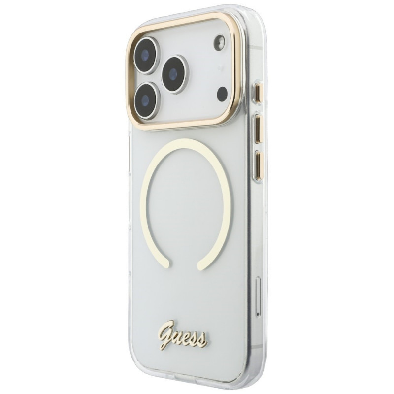 Funda Guess IML Script Metal MagSafe para Apple iPhone 18 Pro / 17 Pro, transparente