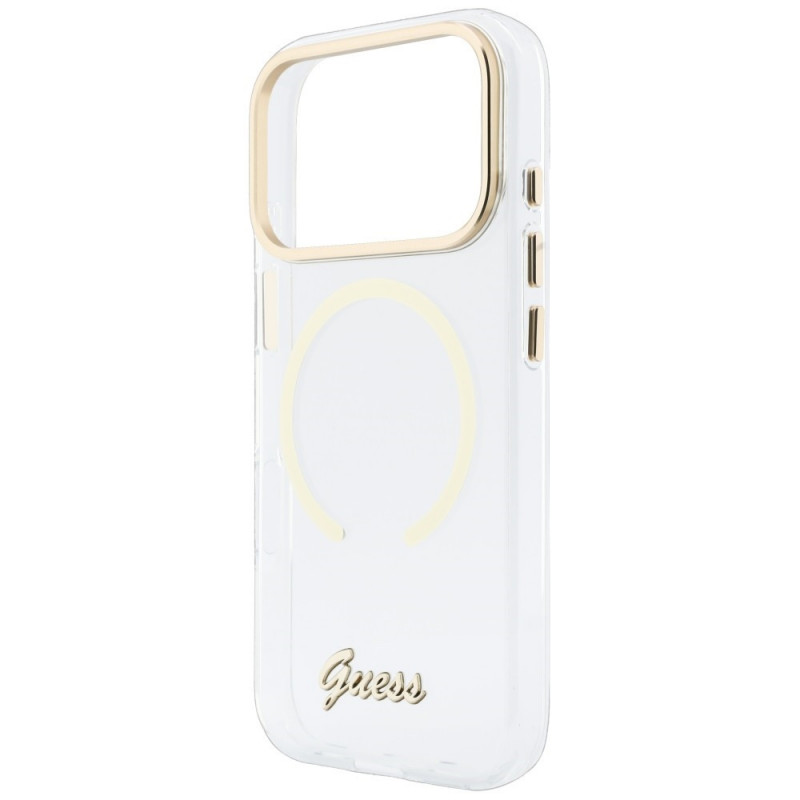 Funda Guess IML Script Metal MagSafe para Apple iPhone 18 Pro / 17 Pro, transparente