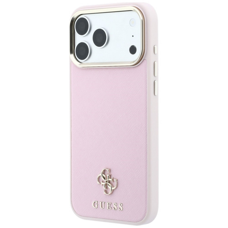 Funda MagSafe Guess Saffiano Small 4G & Classic Logo para Apple iPhone 18 Pro / 17 Pro, rosa