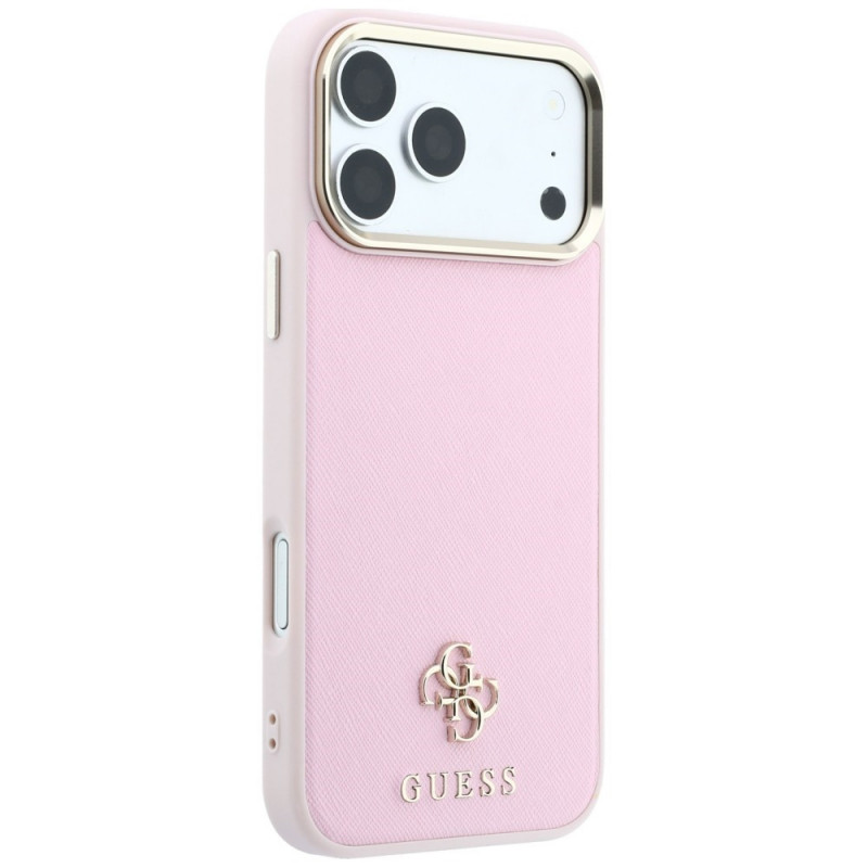 Funda MagSafe Guess Saffiano Small 4G & Classic Logo para Apple iPhone 18 Pro / 17 Pro, rosa