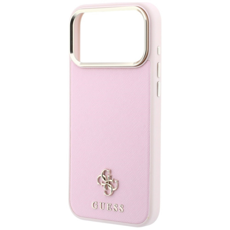 Funda MagSafe Guess Saffiano Small 4G & Classic Logo para Apple iPhone 18 Pro / 17 Pro, rosa