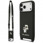 Funda con correa CBDY y pin metálico Saffiano Karl&Choupette Karl Lagerfeld para Apple iPhone 18 Pro Max / 17 Pro Max, negra