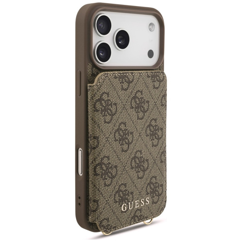 Funda cruzada Guess 4G Cardslots & Magnetic Closure para Apple iPhone 18 Pro / 17 Pro, marrón