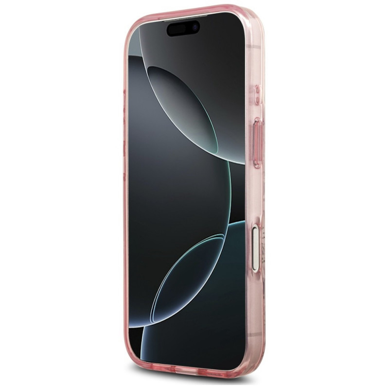 Funda MagSafe Guess IML Flower & Tonal Circle para Apple iPhone 18 Pro / 17 Pro, rosa