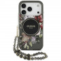 Funda MagSafe Guess IML Flowers Pearl Strap para Apple iPhone 18 Pro / 17 Pro, negra