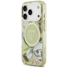 Funda MagSafe Guess IML Glitter Flowers Triangle para Apple iPhone 18 Pro Max / 17 Pro Max, verde