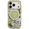 Funda MagSafe Guess IML Glitter Flowers Triangle para Apple iPhone 18 Pro Max / 17 Pro Max, verde