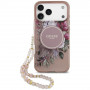 Funda MagSafe Guess IML Flowers Pearl Strap para Apple iPhone 18 Pro Max / 17 Pro Max, rosa