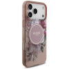 Funda MagSafe Guess IML Flowers Pearl Strap para Apple iPhone 18 Pro Max / 17 Pro Max, rosa