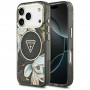 Funda MagSafe Guess IML Glitter Flowers Triangle para Apple iPhone 18 Pro Max / 17 Pro Max, negra