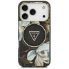 Funda MagSafe Guess IML Glitter Flowers Triangle para Apple iPhone 18 Pro Max / 17 Pro Max, negra