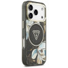 Funda MagSafe Guess IML Glitter Flowers Triangle para Apple iPhone 18 Pro Max / 17 Pro Max, negra