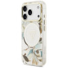 Funda MagSafe Guess IML Glitter Flowers Triangle para Apple iPhone 18 Pro Max / 17 Pro Max, blanca
