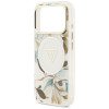 Funda MagSafe Guess IML Glitter Flowers Triangle para Apple iPhone 18 Pro Max / 17 Pro Max, blanca