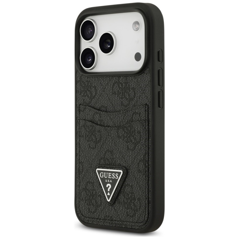 Funda triangular Guess 4G Double Card para Apple iPhone 18 Pro / 17 Pro, negra
