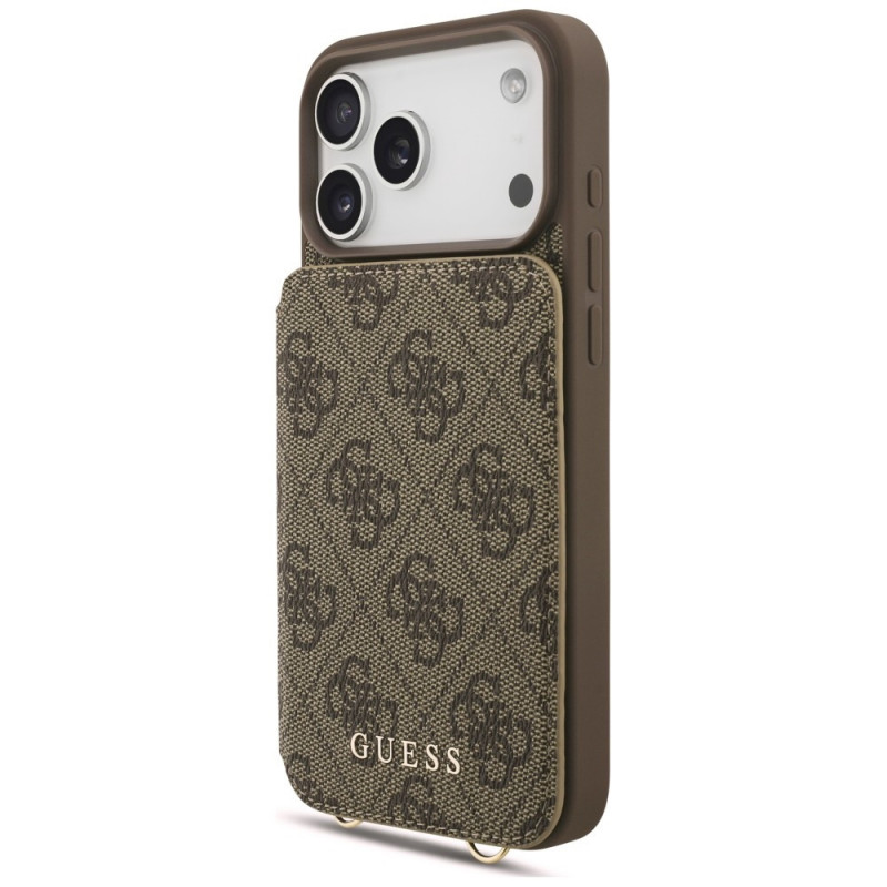 Funda cruzada Guess 4G Cardslots & Magnetic Closure para Apple iPhone 18 Pro Max / 17 Pro Max, marrón