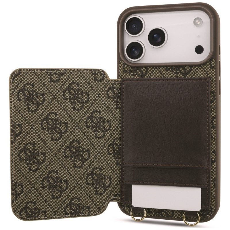 Funda cruzada Guess 4G Cardslots & Magnetic Closure para Apple iPhone 18 Pro Max / 17 Pro Max, marrón