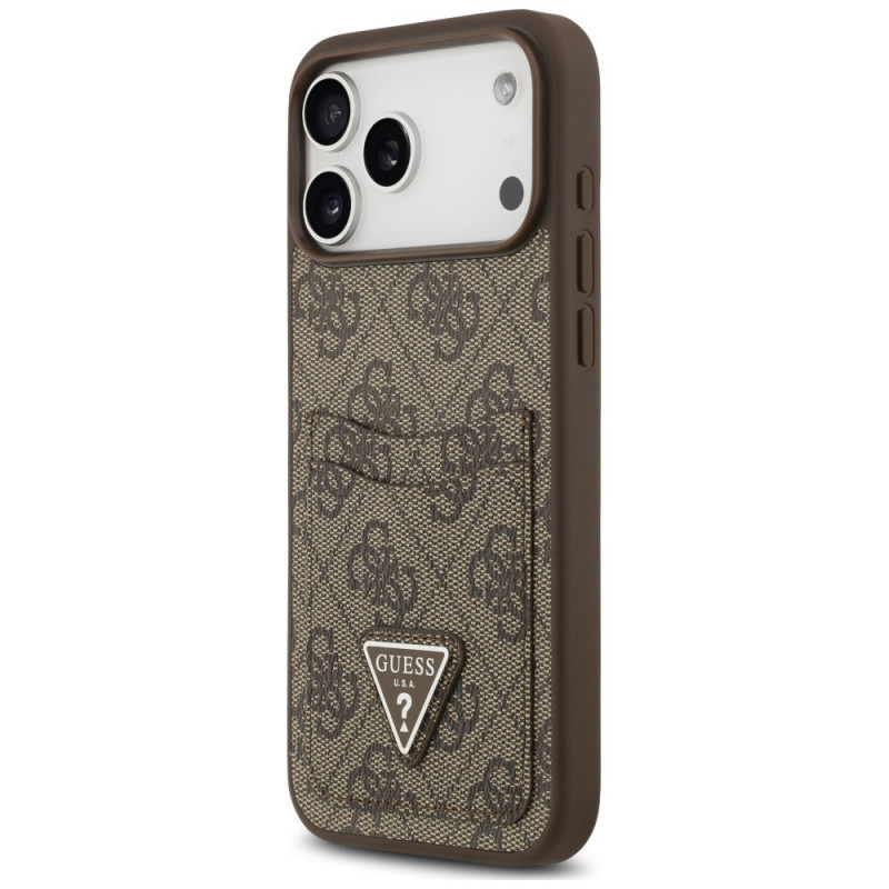 Funda triangular de doble tarjeta 4G Guess para Apple iPhone 18 Pro Max / 17 Pro Max, marrón