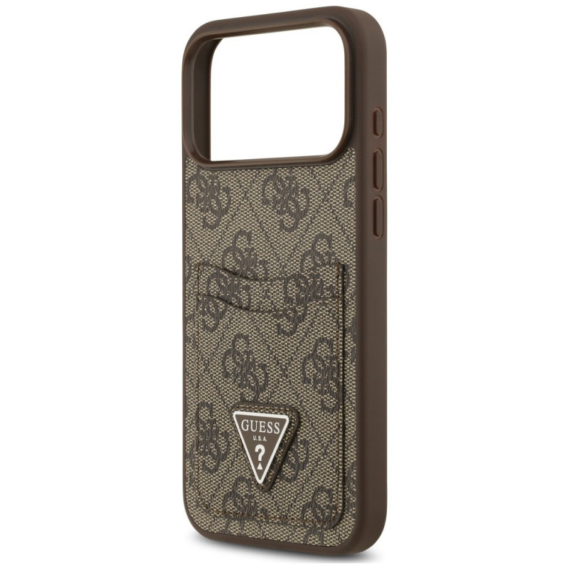 Funda triangular de doble tarjeta 4G Guess para Apple iPhone 18 Pro Max / 17 Pro Max, marrón
