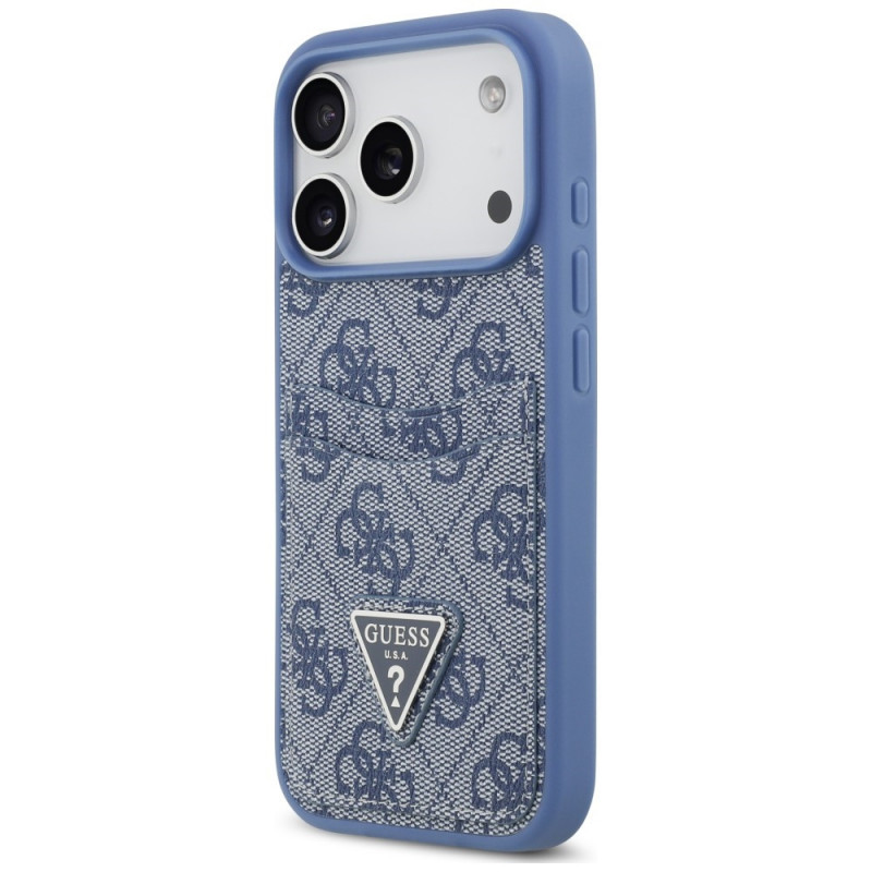 Funda triangular Guess 4G Double Card para Apple iPhone 18 Pro / 17 Pro, azul