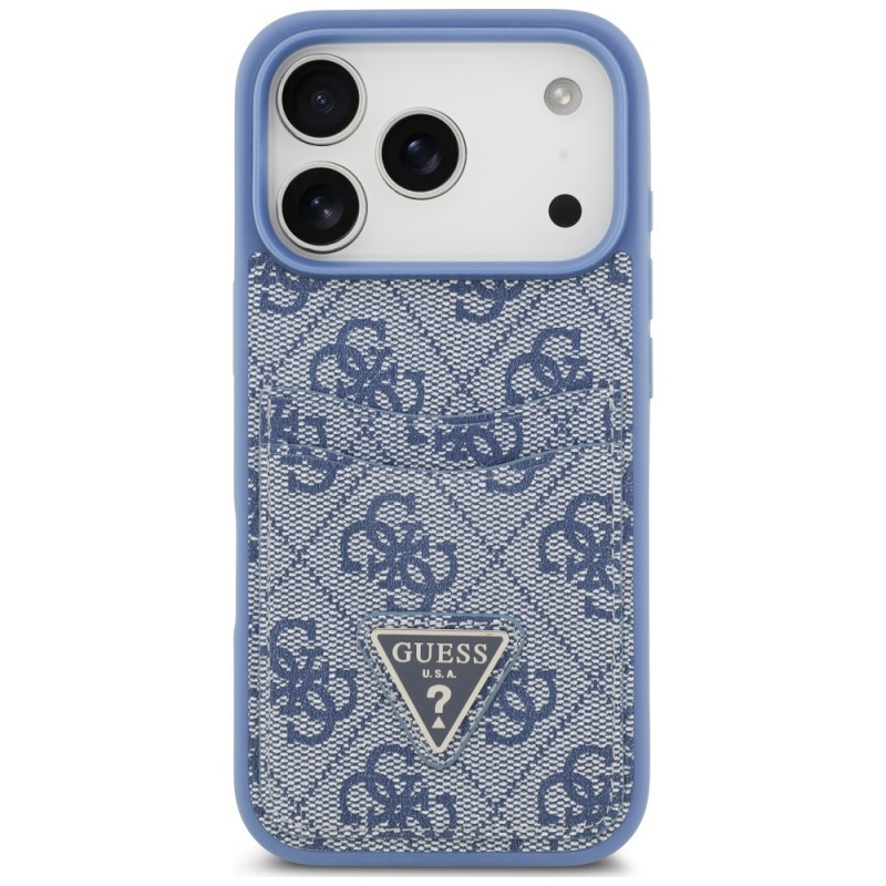 Funda triangular Guess 4G Double Card para Apple iPhone 18 Pro / 17 Pro, azul